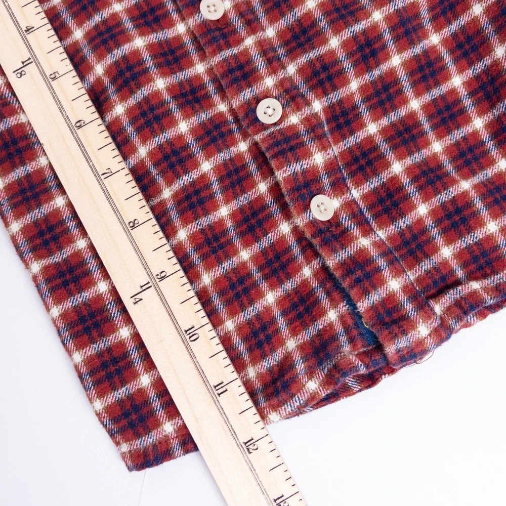 OshKosh B'gosh Flannel Shirt Baby 6-9M Red Navy Blue Plaid Button Front